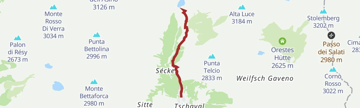 Route map: Sorgenti del Lys